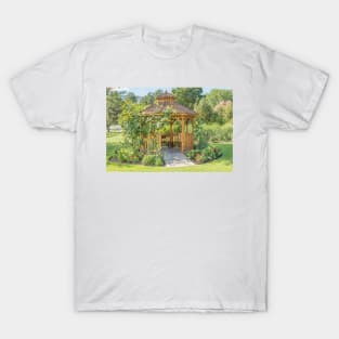 Garden Gazebo and Flowers in Summer T-Shirt